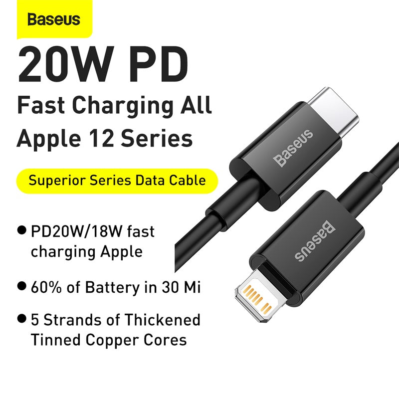 Baseus Superior Series Type C to Lightning 20W 1M Cable
