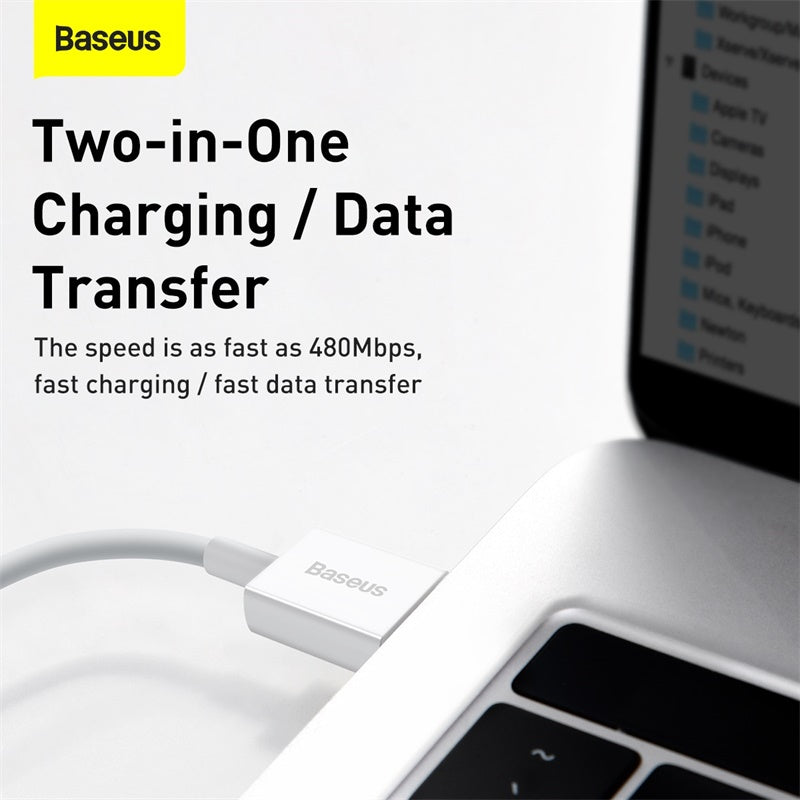 Baseus Superior Series Fast Charging Data Cable USB to iOS 2.4A 1M - White