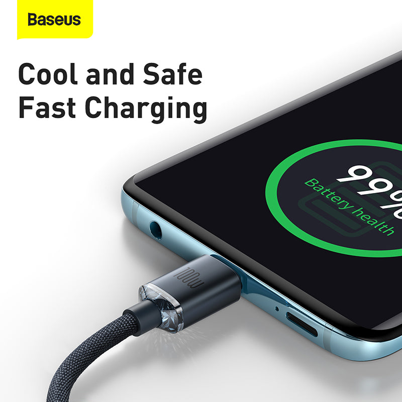 Baseus Crystal Shine Series Fast Charging Data Cable Type C to Type C 100W Black