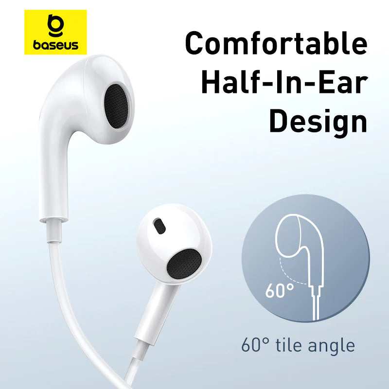 Baseus Encok CZ17 Semi-In-Ear Wired Earphones Moon White