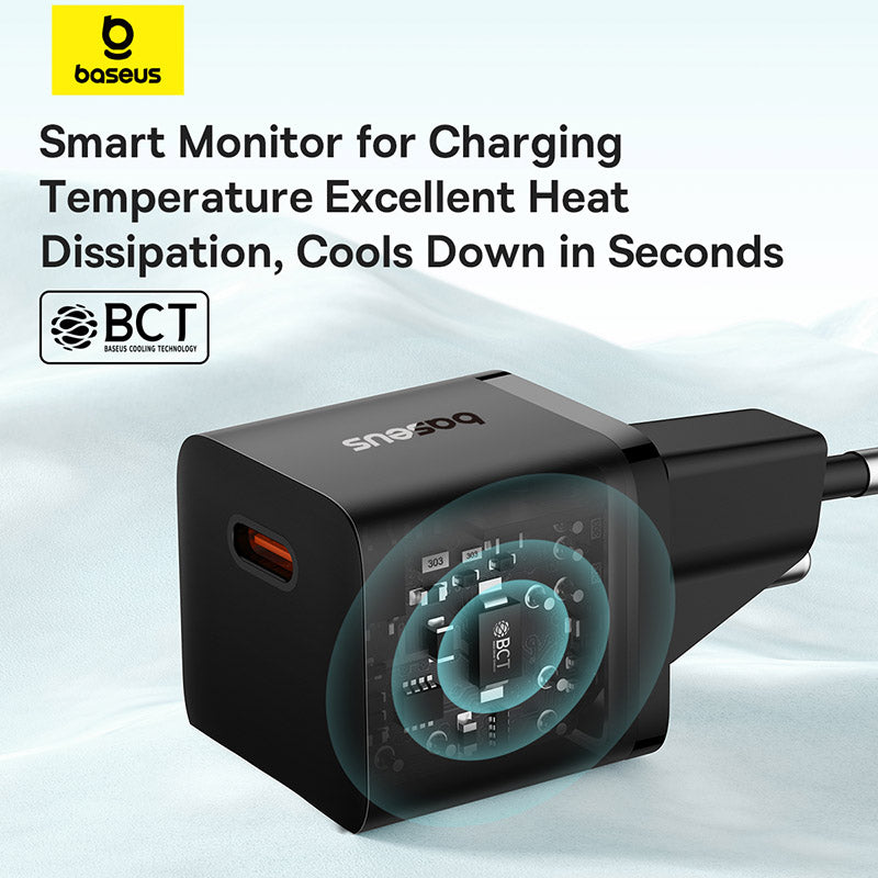 Baseus GaN5 Fast Charger(Mini) 1C 20W EU (With: Baseus Dynamic 3 Series Fast Charging Data Cable Type C to Type C 100W 1m