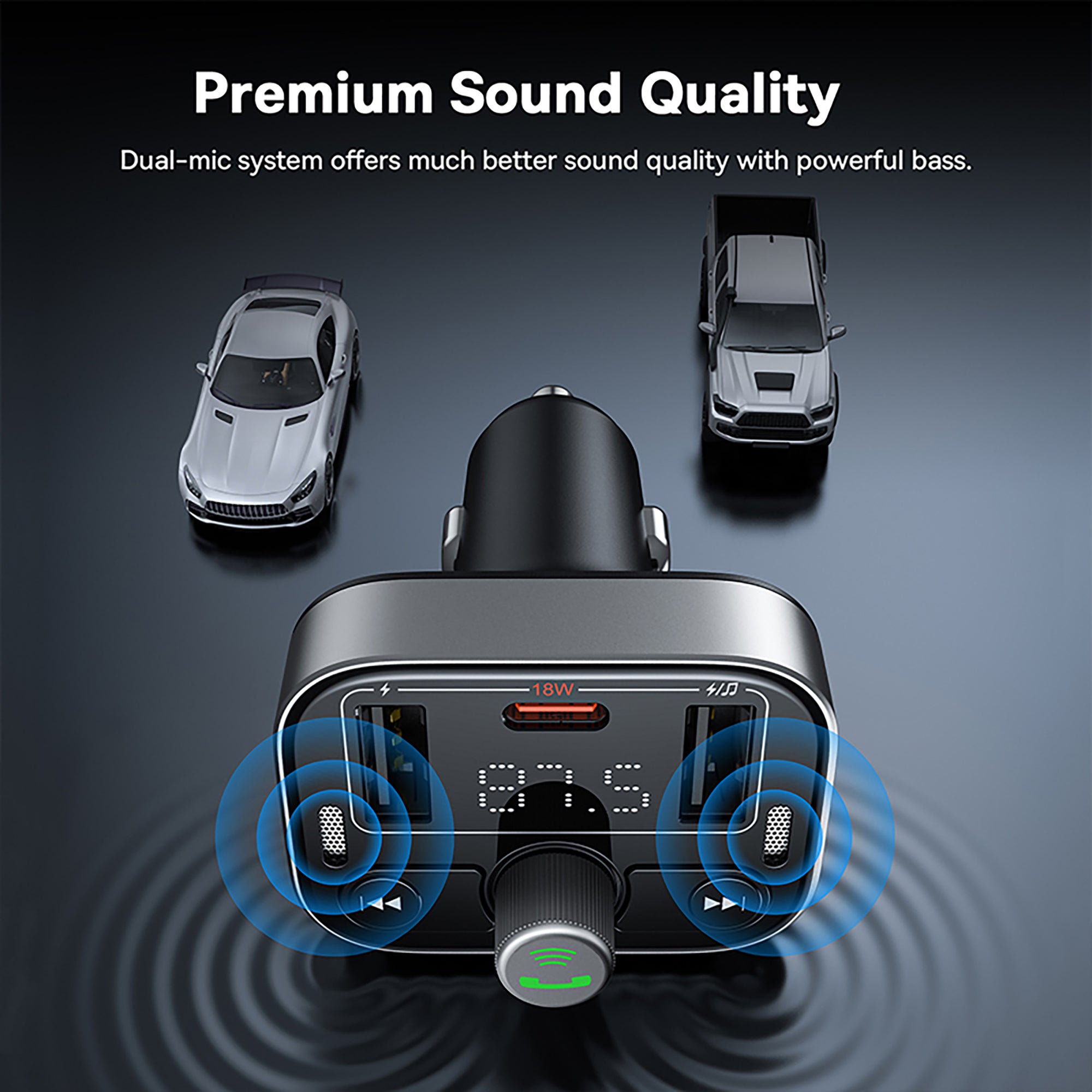Baseus S-09 Pro Series Car FM Transmitter Cluster - Black