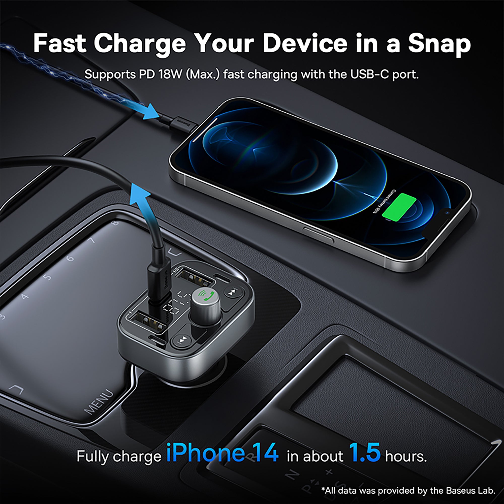 Baseus S-09 Pro Series Car FM Transmitter Cluster - Black