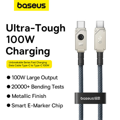 Baseus Unbreakable Series Fast Charging Data Cable Type C to Type C 100W 2m Stellar White