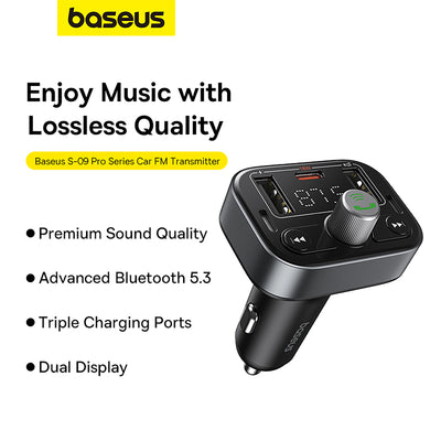 Baseus S-09 Pro Series Car FM Transmitter Cluster - Black