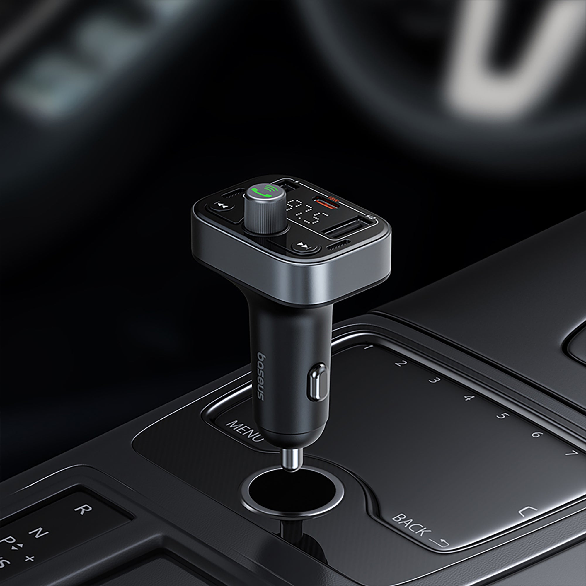 Baseus S-09 Pro Series Car FM Transmitter Cluster - Black
