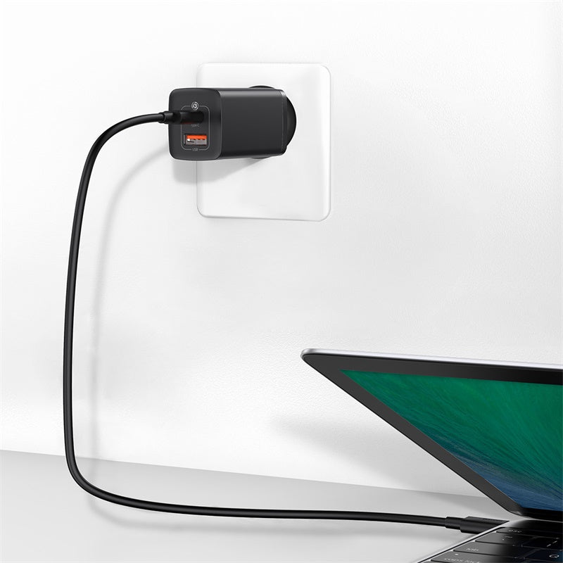 Baseus GaN2 Lite Quick Charger 65W Type-C & USB EU - Black
