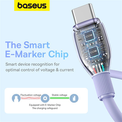 Baseus Pudding Series Fast Charging Cable Type-C to Type-C 100W 1.2m - Nebula Purple