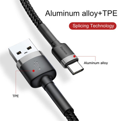 Baseus Cafule Series Fast Charging and Data Cable USB to Type C 2A 2M Gray