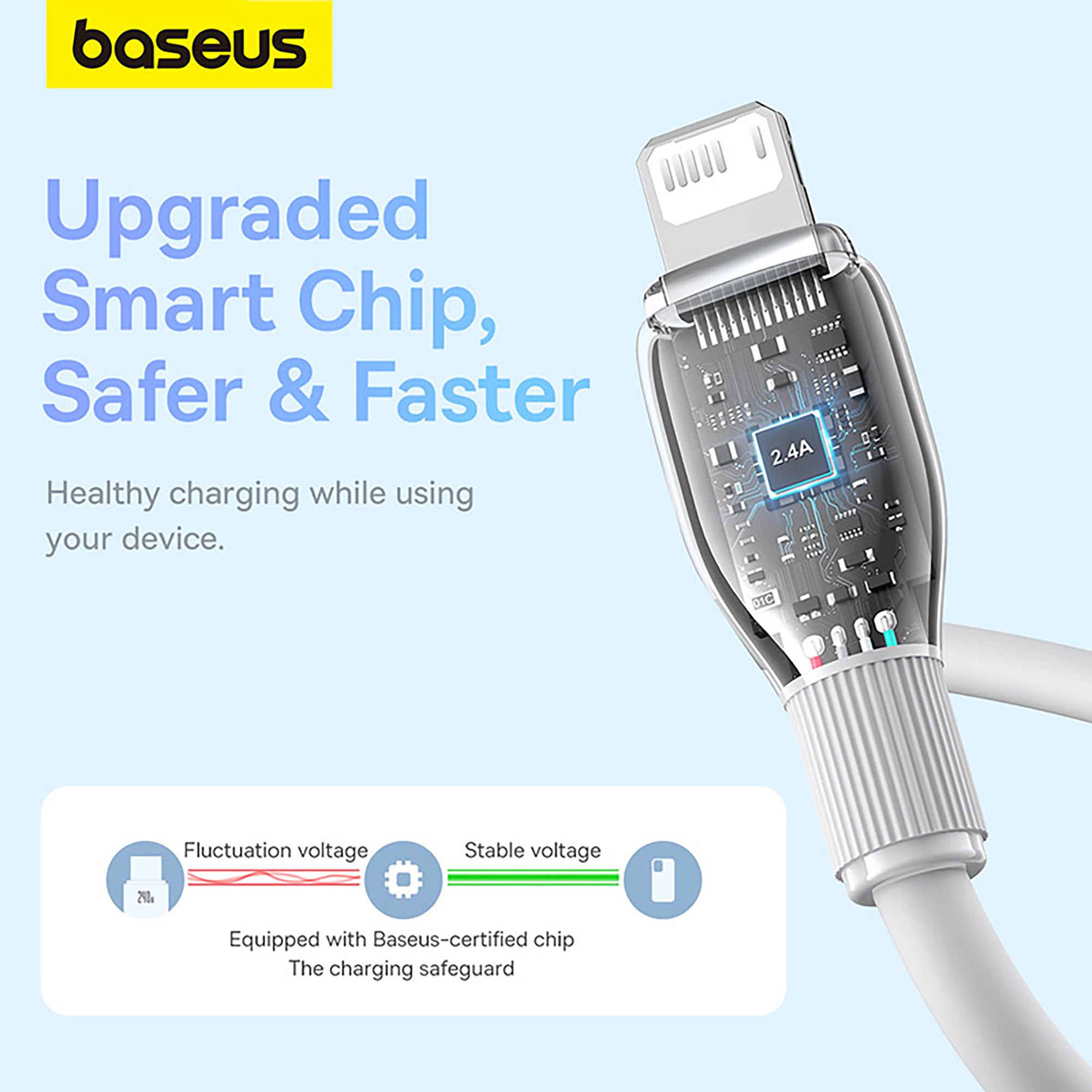 Baseus Pudding Series Fast Charging Cable USB to iP 2.4A 1.2m - Stellar White