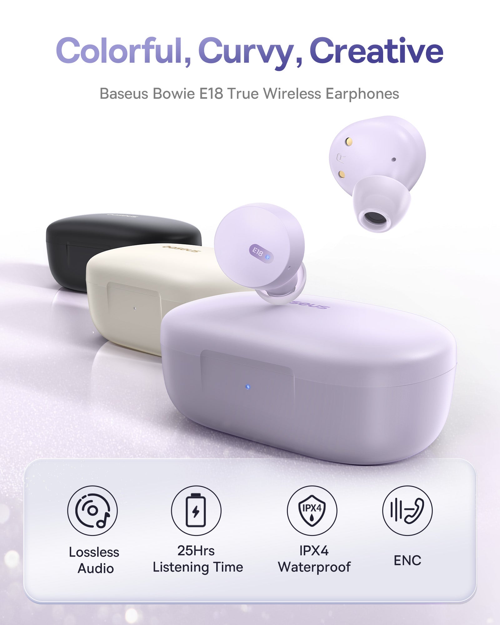 Baseus Bowie E18 True Wireless Earphones - Star Purple