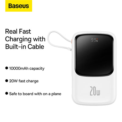 Baseus Qpow Pro Digital Display Fast Charge Power Bank 10000mAh 20W iOS White