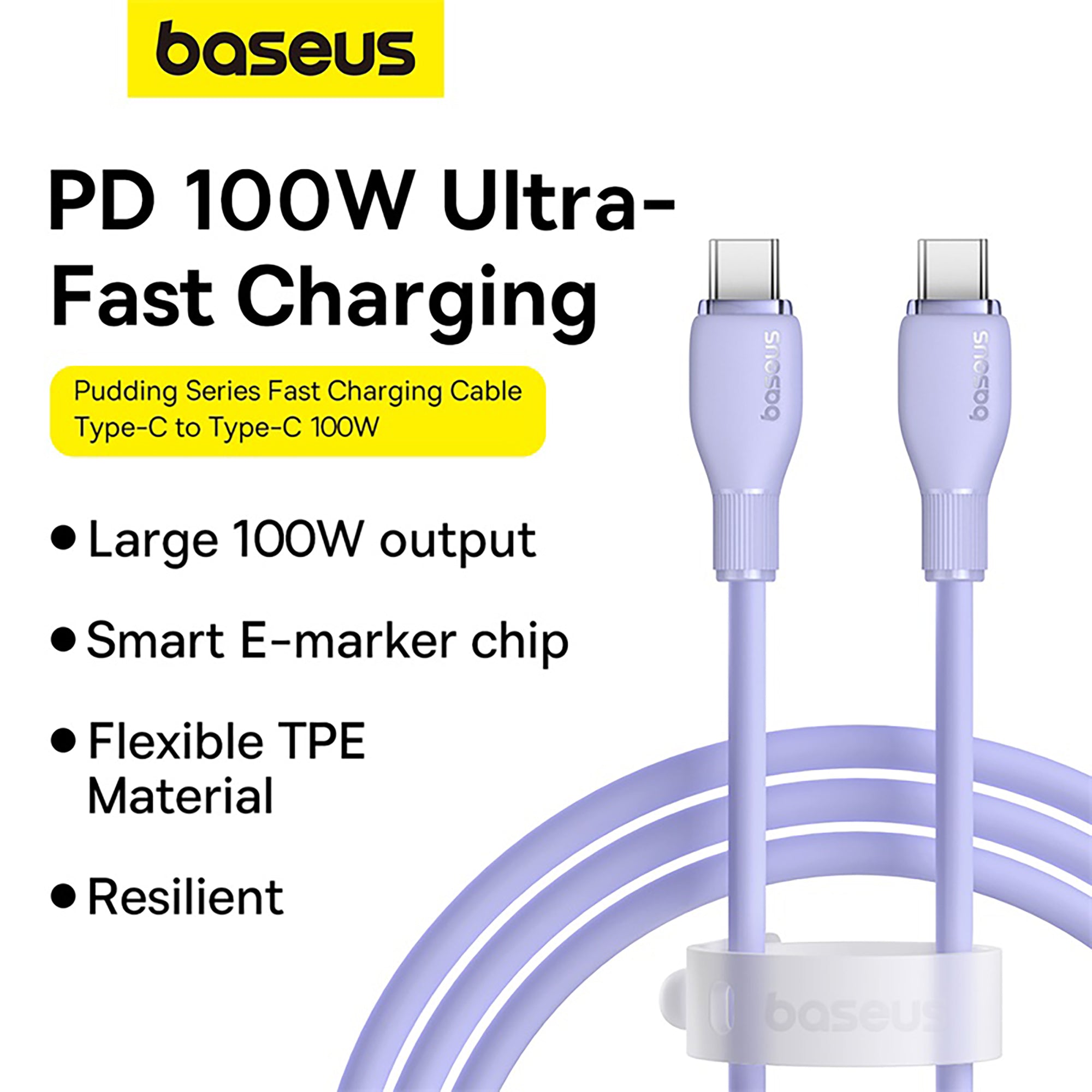 Baseus Pudding Series Fast Charging Cable Type-C to Type-C 100W 1.2m - Nebula Purple