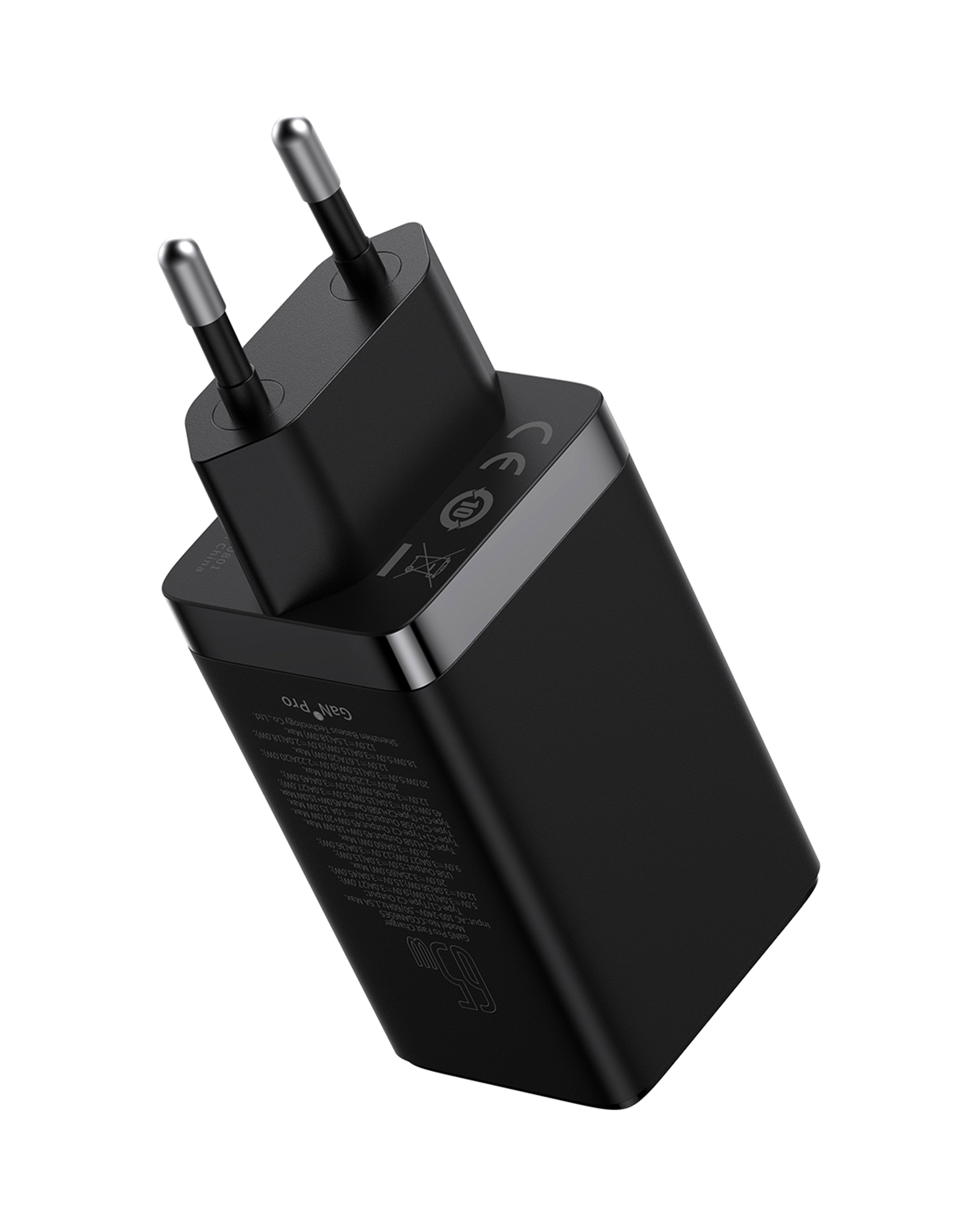 Baseus GaN5 Pro Fast Charger 2C+U 65W EU Adapter - Black