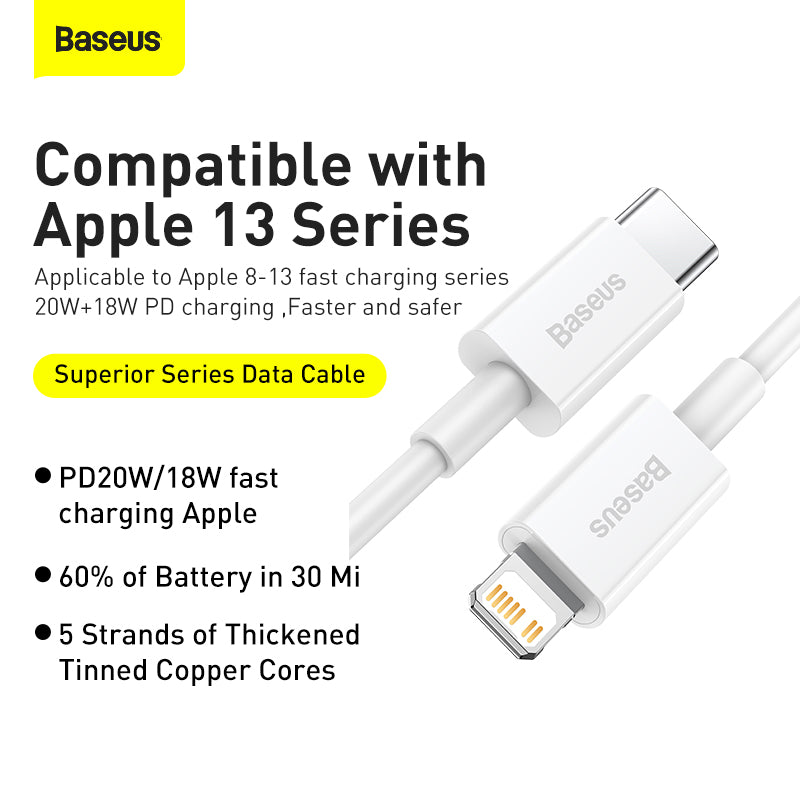 Baseus Superior Series Fast Charging Data Cable Type C to iOS PD 20W 2M