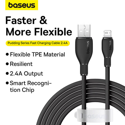 Baseus Pudding Series Fast Charging Cable USB to iP 2.4A 1.2m - Cluster Black