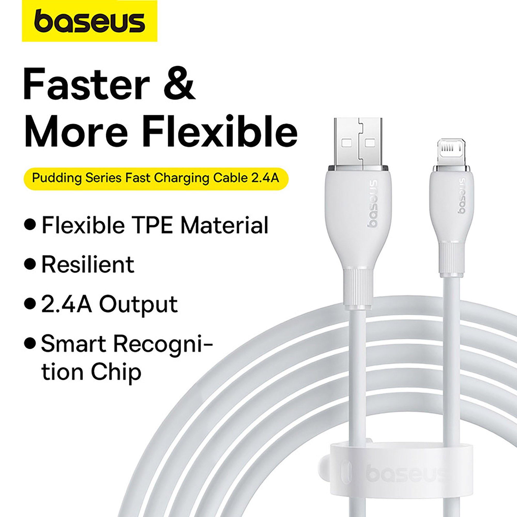 Baseus Pudding Series Fast Charging Cable USB to iP 2.4A 1.2m - Stellar White