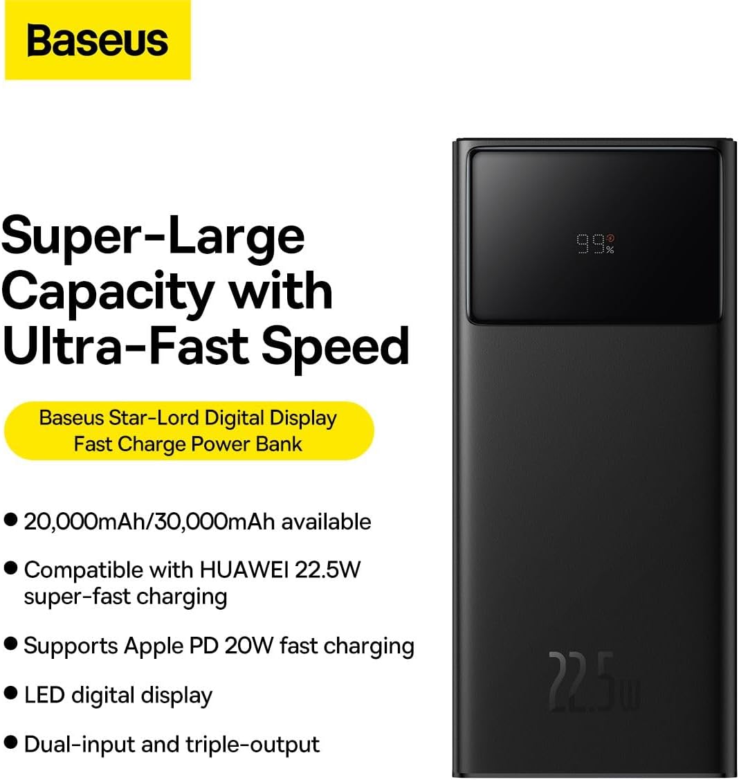 Baseus Star-Lord Digital Display Fast Charge Power Bank 30000mAh 22.5W
